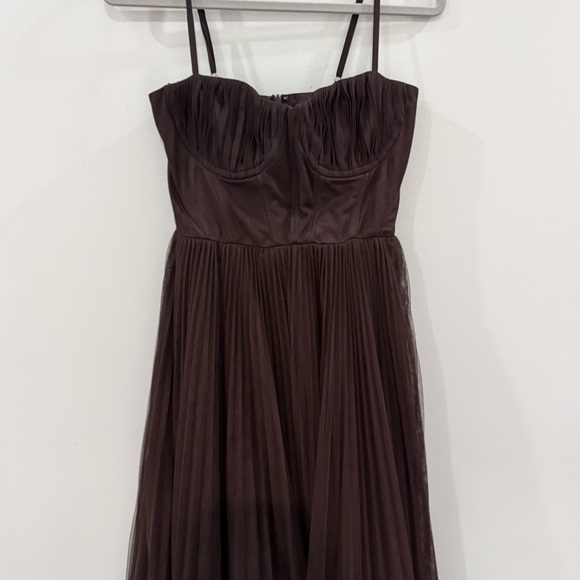 Anthropologie Hutch Dress Amara Tulle Bustier Midi in Chocolate Brown - Picture 9 of 9